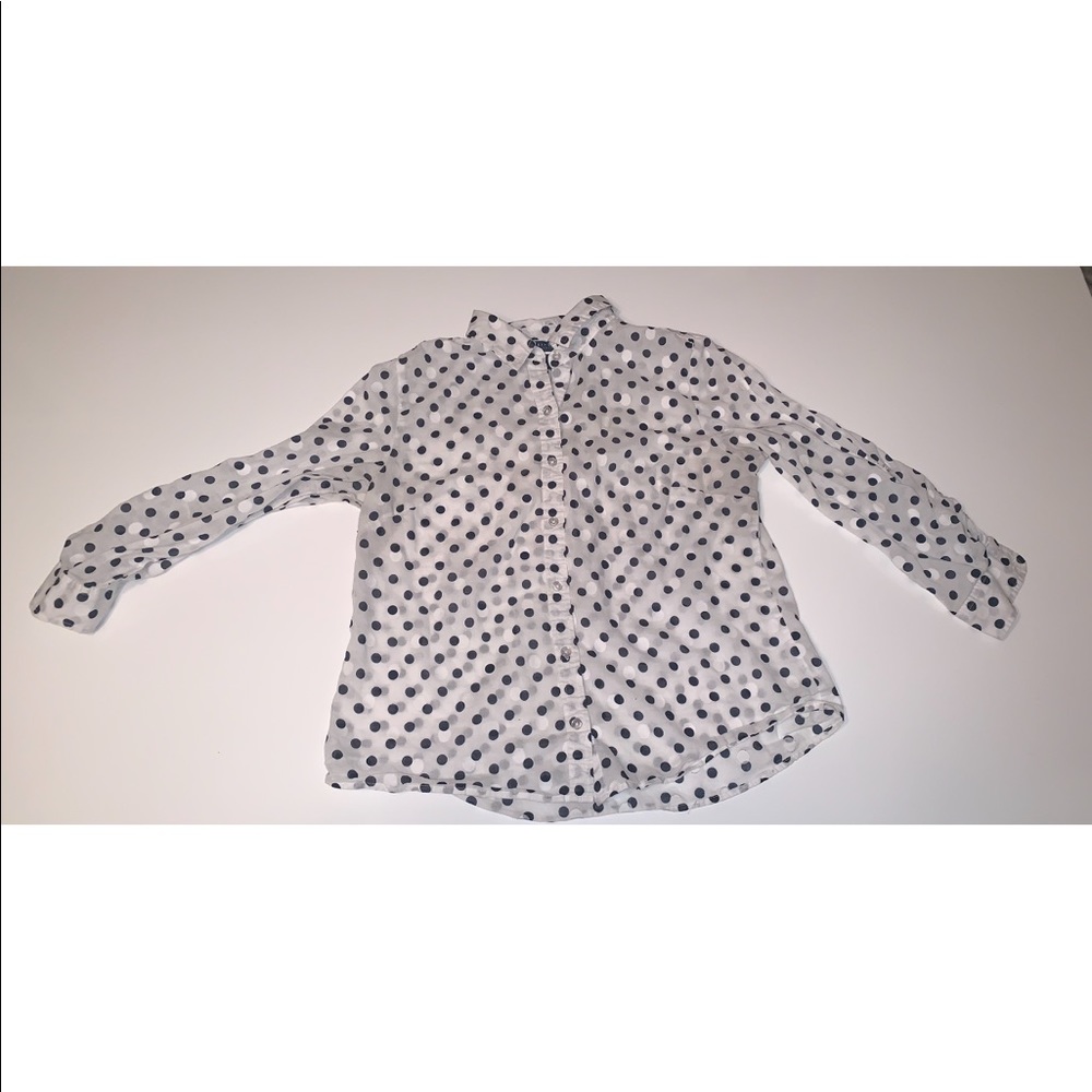 Karen Scott | White & Blue Polka Dot Button Down